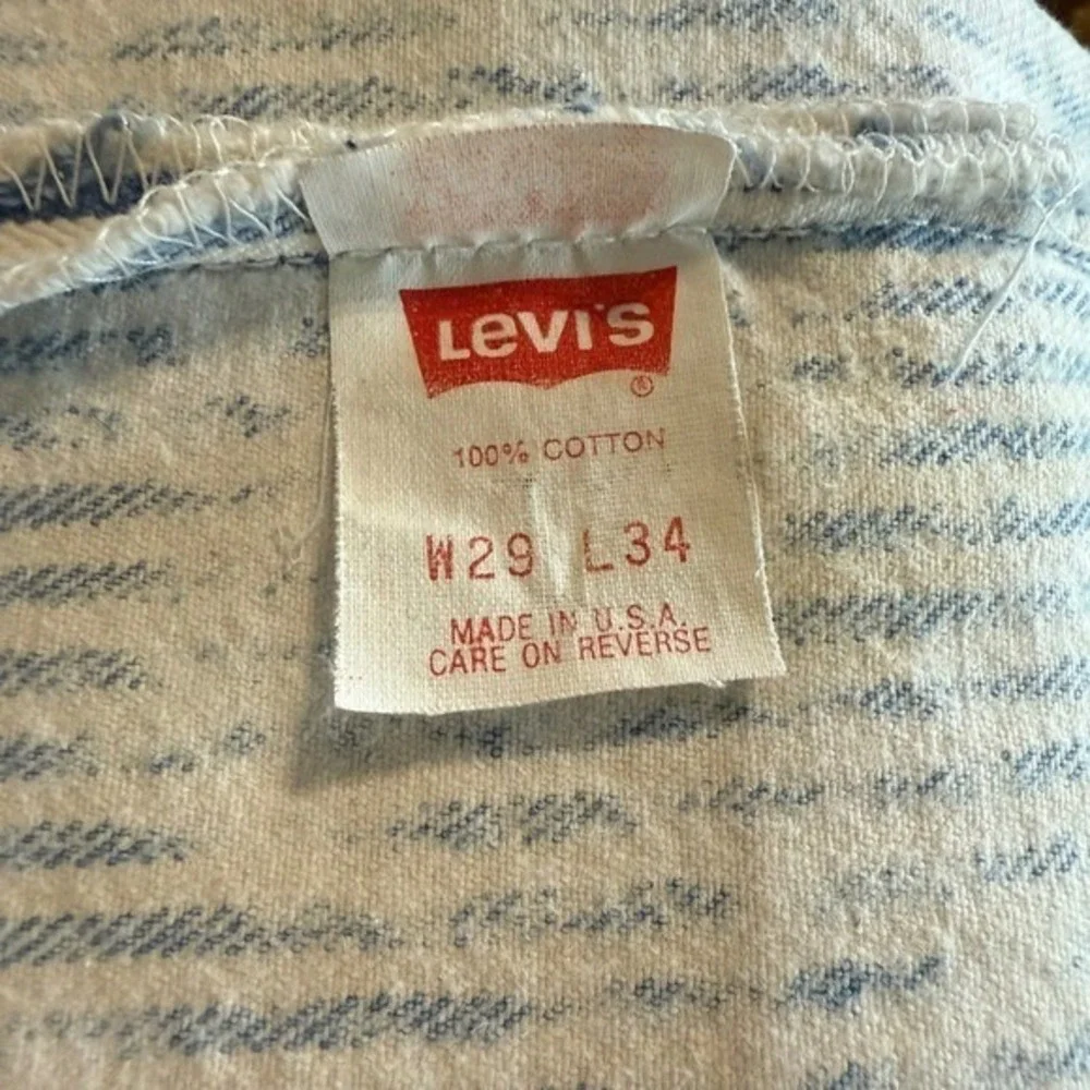 Levis 501 Vintage 80s 29x34 Striped Ghost Wash High Waisted USA